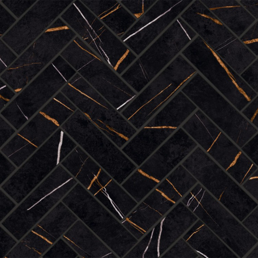 Magnifica Era Luxury Sahara Noir 1x4 Herringbone satin